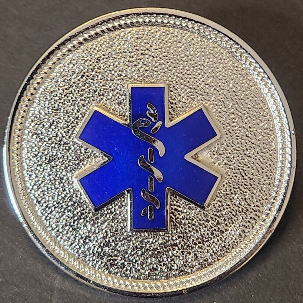 EMS EMERGENCY BLUE STAR OF LIFE LOGO BELT BUCKLE VINTAGE VERY RARE! 1970s USA